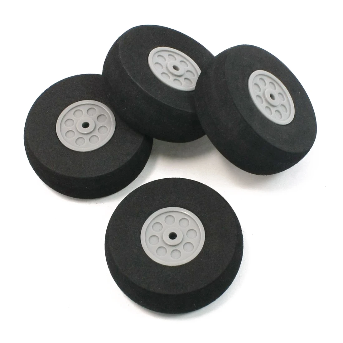 4 Pcs Gray Plastic Hub Black Foam Wheel 55mm Dia for RC Aircraft Model Toy