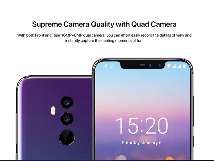 UMIDIGI UMI Z2 6GB RAM 64GB ROM Helio P23 MTK6763 2.0GHz Octa Core 6.2 Inch FHD+ Full Screen Quad Camera Android 8.1 4G LTE Smartphone
