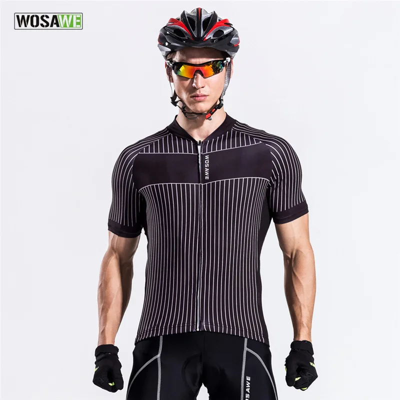 WOSAWE Men Summer Cycling Jersey Short Sleeve MTB Bike Jersey Bicycle