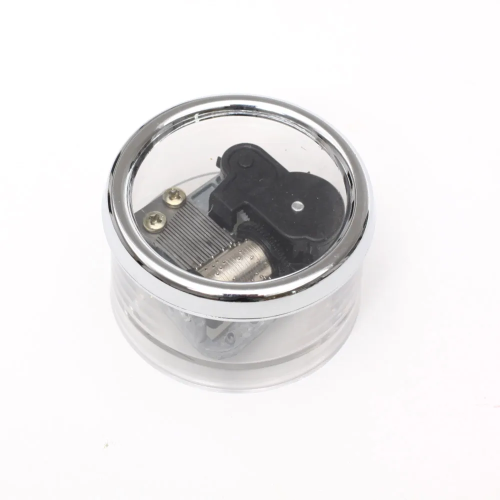 Акриловая музыкальная шкатулка круглая Прозрачная с деревянным верхом оптовая