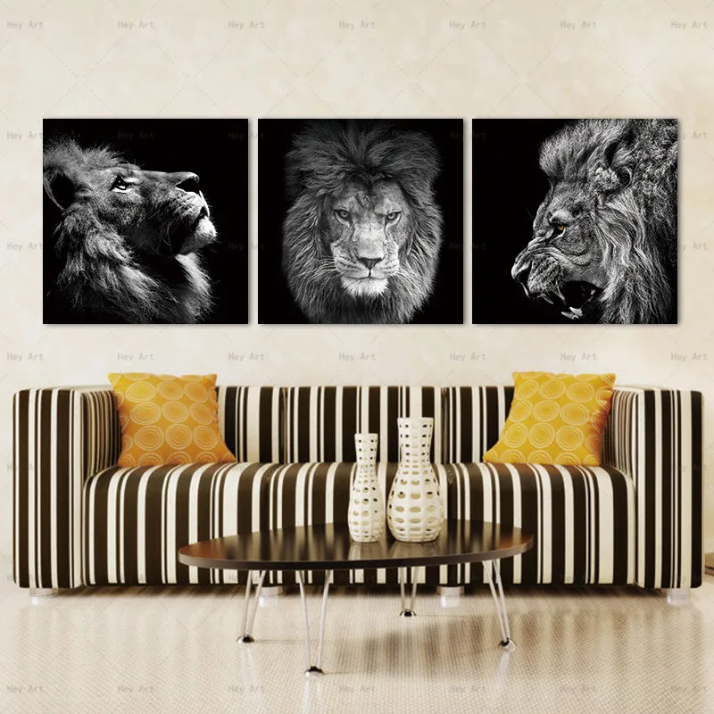 Modern Poster Black and White Wall art Picture lion art print Canvas Animal Painting artwork for Living Unframed Prints