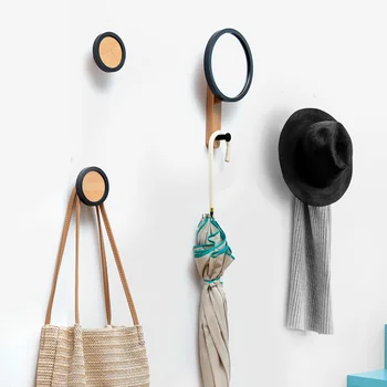 

Unique Natural Wood Coat Hooks Wall Mounted Clothes Rack Scarf Hat Bag Storage Hanger Home Decor Organizer Mirror Hook Modern