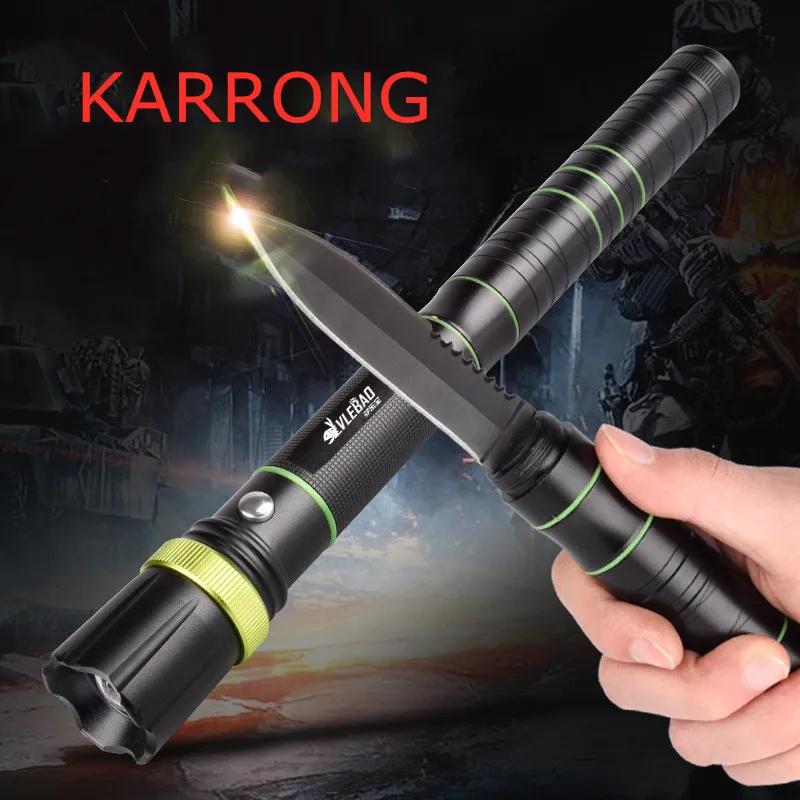 

KARRONG Multifunction LED Portable Flashlight,Outdoor Night Camping Hiking Equipment, With Knives, Rotating Focus, Dropshiping