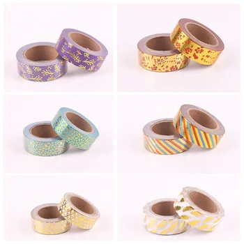 

15mm*10m Gold Foil Washi Tape Color Japanese Paper Kawaii DIY Scrapbooking Tools Masking Tape