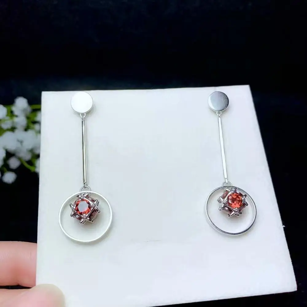 

Серьги-подвески женские из серебра 925 пробы, с красным гранатом