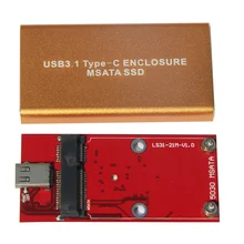 Universal USB 3.1 to MSATA HDD Enclosure Aluminum Alloy Shell TYPE-C To MSATA SSD Hard Disk with cable Wholesale 10pcs