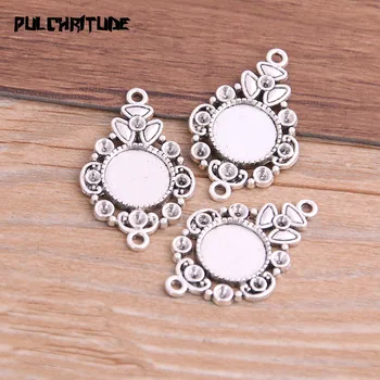 

8pcs/lot 12mm Metal Alloy Cameo Peace Flower Cabochon Connector Settings Pendants