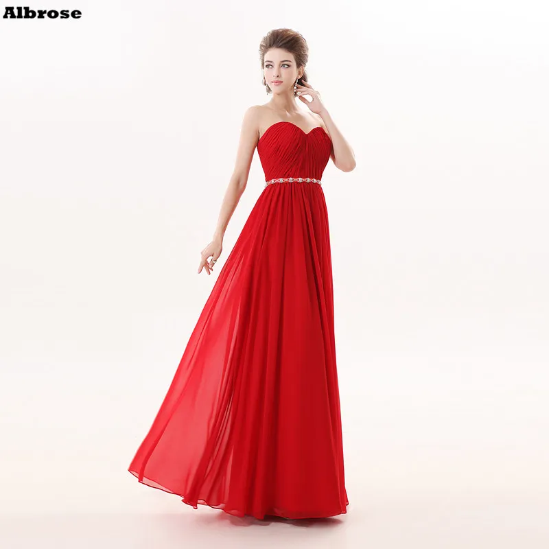 Crystal Waist Red Beach Bridesmaid Dresses Cheap Simple Pleat