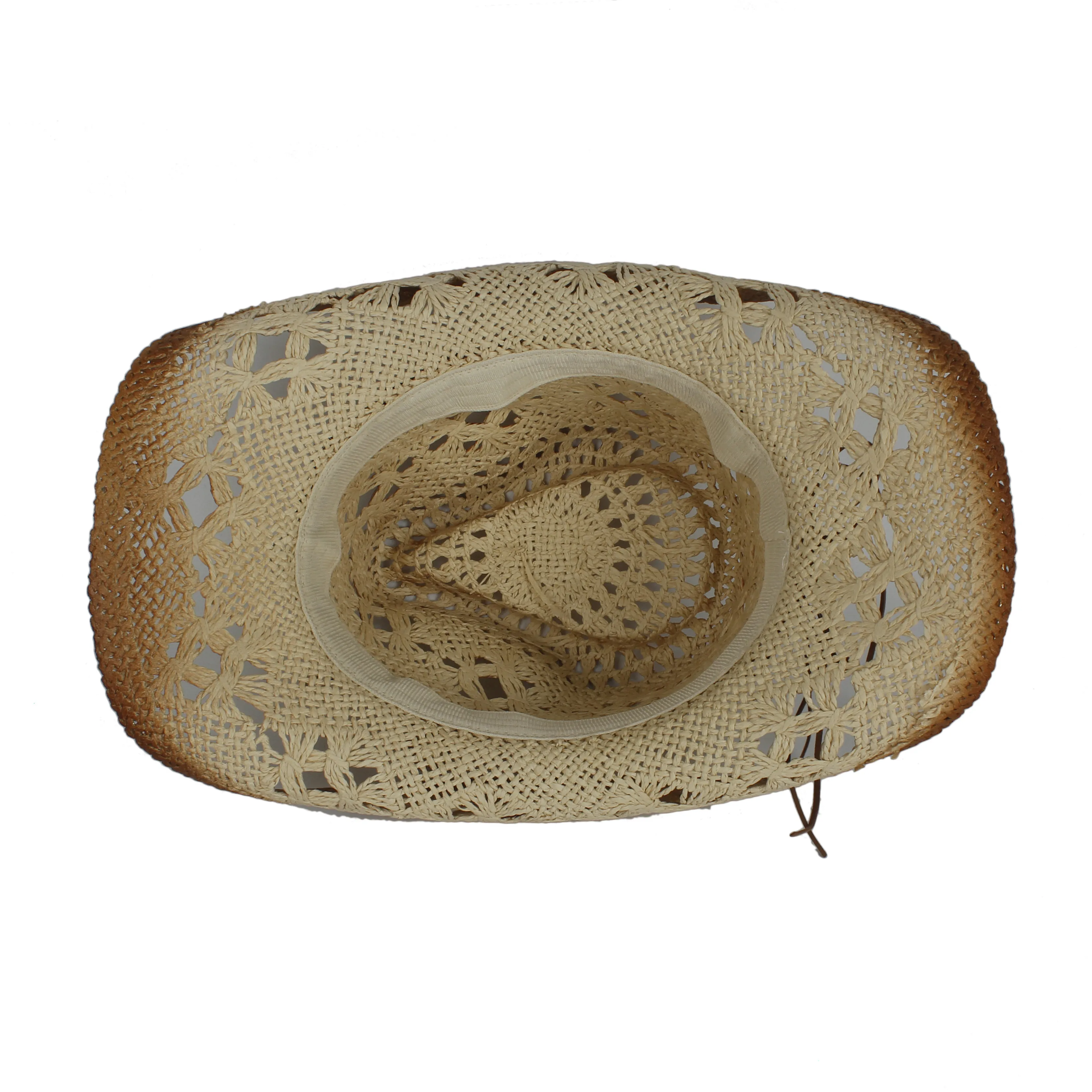 Cowboy Hats Summer Women Men Straw Hollow Western Cowboy Hat Punk Brand Sombrero Hombre Beach Cowgirl Jazz Sun Hat Size 56-58CM