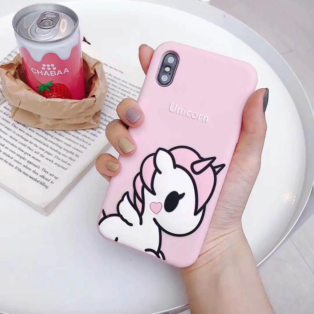 

Pink Cute unicorn case for iphone 7 case Soft TPU Back Cover Phone Cases For iPhone X 8 7 6 6s Plus fundas