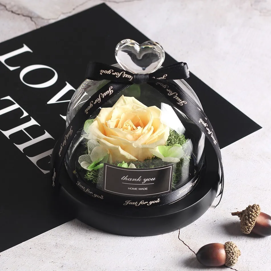 

Hot Valentines Day Gift Forever Rose Flower Rose In Flask Glass Dome Mother's Day Preserved Rosevalentines Day Christmas Gift