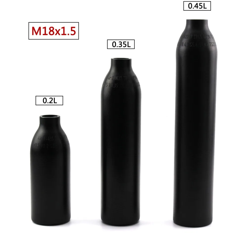 PCP Пейнтбол ВВС высокое давление цилиндр алюминий сплав воздуха бутылка 300bar 4500psi M18 * 1,5 нитки 0.2L 0.35L 0.45L танк