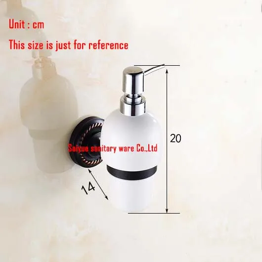 Дозатор жидкого мыла для ванной комнаты/ванной комнаты. Белая керамическая бутылка, латунное масло втирают бронзовое основание