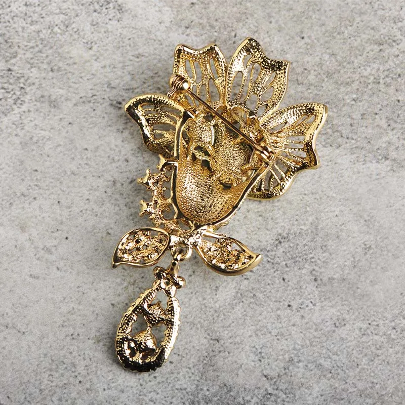 Blucome Big Rhinestone Brooches For Women Elegant Wedding Bridal Brooch Shawl Hijab Pins Fine Jewelry Famous Relogios Feminino