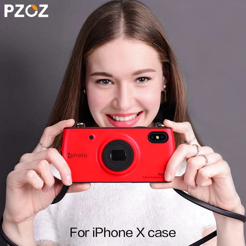 PZOZ For iphone x case Luxury Lanyard Camera shell
