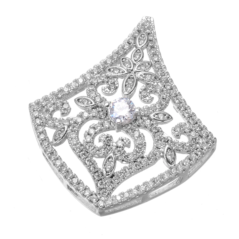 

33*26mm Silver Earring Findings Elegant Zircon Flower Charms For Bracelets & Necklaces Diy Connectors for Jewelry Making