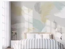 Custom wallpaper mural Nordic small fresh colored feather bedroom background wallpaper