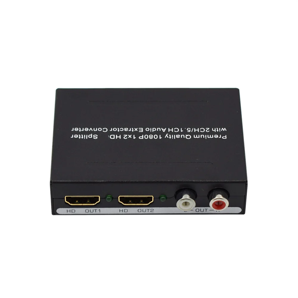  2 Ports 1080P 1x2 HDMI Splitter 2CH/5.1CH Spdif Toslink+L/R Audio Extractor Converter for XBOX PS3 