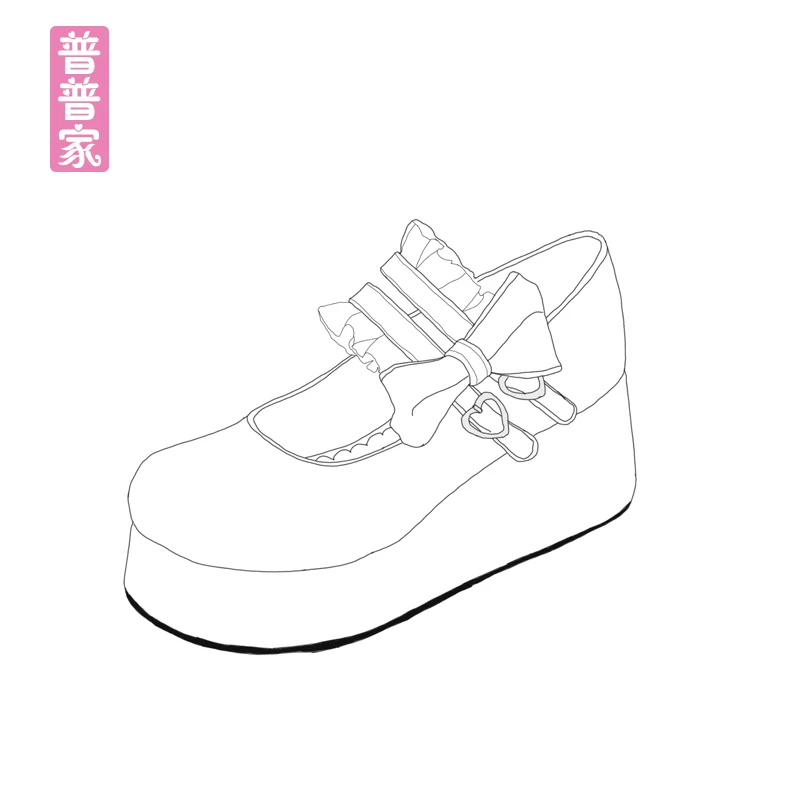 

Princess sweet punk shoes Sweet cos Lolita LOLITA shoes with thick bottom double ribbon lace princess shoes Muffin pu8526
