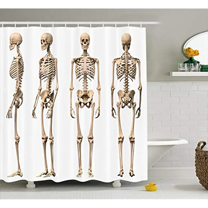 

Vixm Human Anatomy Shower Curtain Man Male Human Skeleton Skull Different Perspectives Medical Humor Fabric Bath Curtains