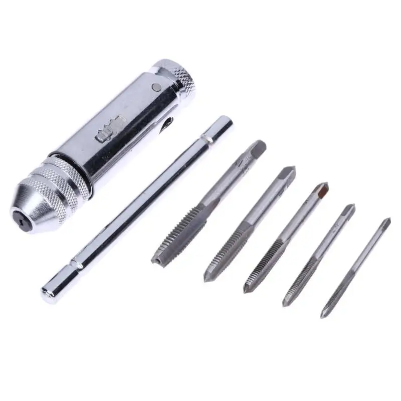 

5Pcs Adjustable M3-M8 T-Handle Ratchet Taps Wrench Machinist Tool with Screw Thread Plug Tap Tools Set