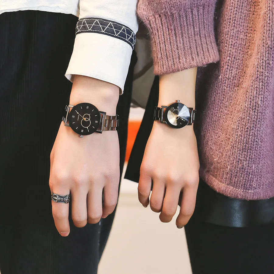 

Vansvar Lover's Wrist Watch Casual Quartz Stainless Steel Band Marble Strap Analog reloj en pareja couples watch man and ladies