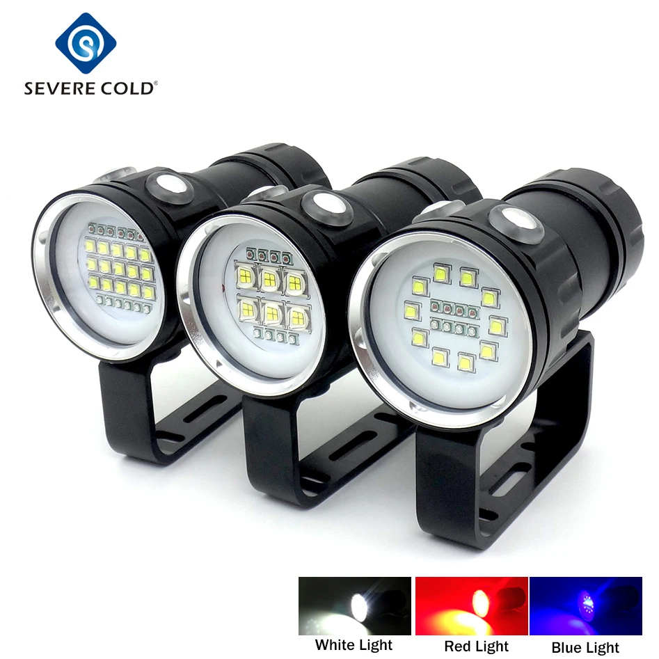 

LED dive Flashlight multifunction diving white red blue light flashlight 3modes IPX8 waterproof Torch