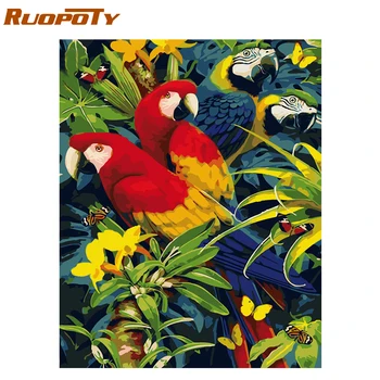 

RUOPOTY frame animals DIY oil painting by numbers modern home wall art picture acrylic paint by numbers for unique gift artwork