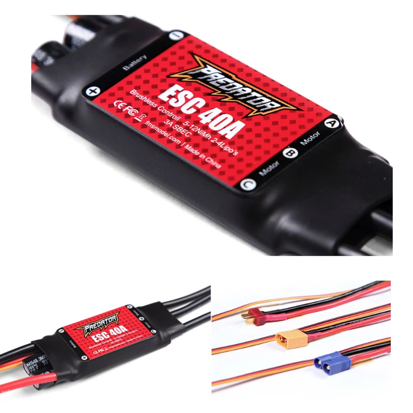 

FMS Predator ESC 40A with 3A SBEC Speed Controller Brushless with T EC3 XT60 Plug 4S for RC Airplane Model Plane Spare Parts