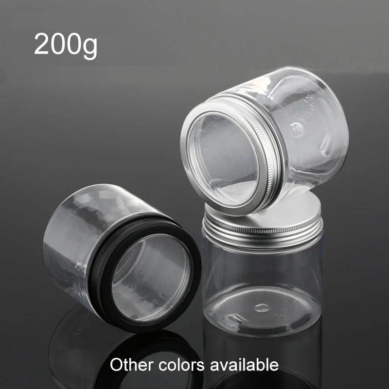 

200g Plastic Empty Jars Cosmetic Containers Cream Lotion Ointment Bottles Face Mask Wedding Candy Tea Packing Free Shipping