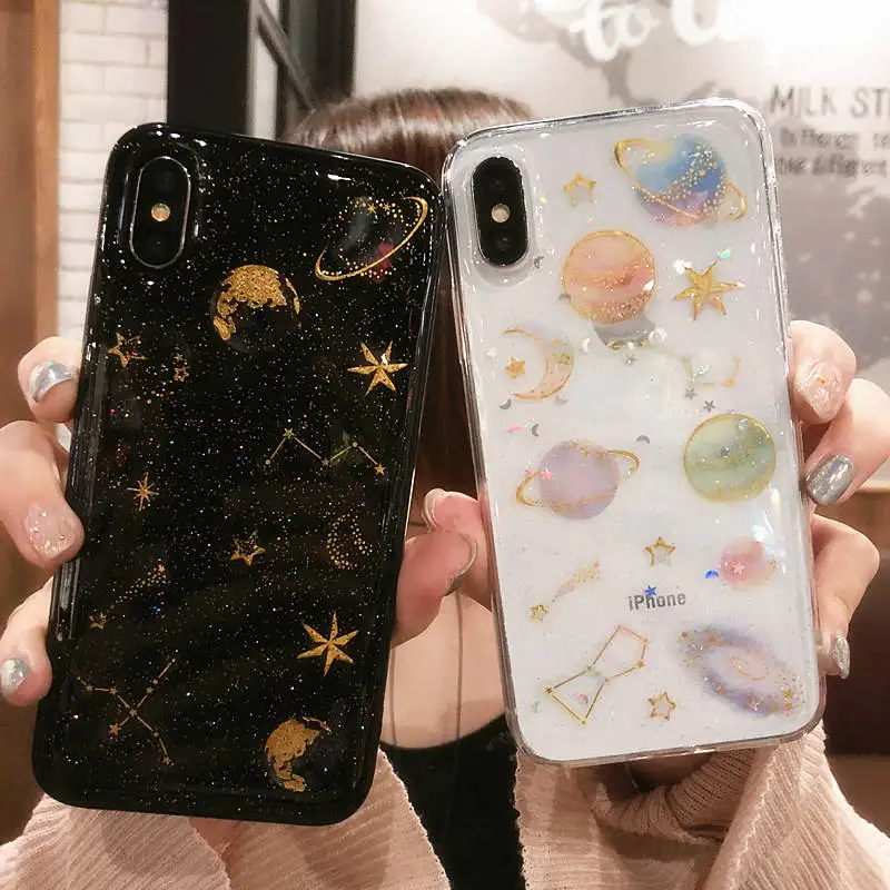 

Epoxy Planet Transparent For Iphone 6 6s 7 8P X Xs Xr Xsmax Transparent Drop Mobile Phone Case