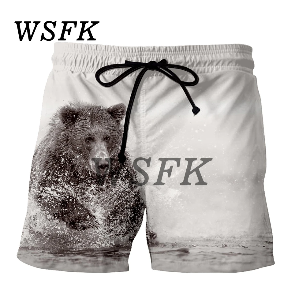 WSFK мужские и женские пляжные шорты Полярный Медведь 3D принт пляжные брюки Muliti стили свободные бордшорты шнур повседневные шорты спортивные шорты