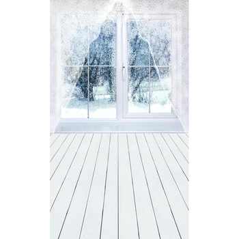 

White Window Curtains And Wood Floor Backgrounds for sale Vinyl cloth High quality Computer printed custom backdrop