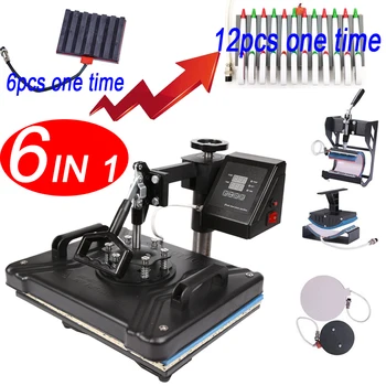 

double display 30*38CM 6 in 1 Combo pen Heat Press Printer Machine 2D Sublimation Vacuum for T-shirts Cap Mug Plates pen