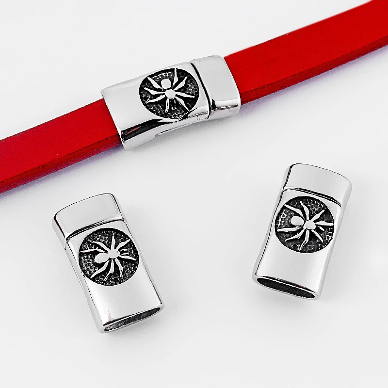 

1 set Silver Alloy Carved Spider Strong Magnetic Clasps For Jewelry Making Hole 13*6.5mm For Leather Cord Jewelry Marking