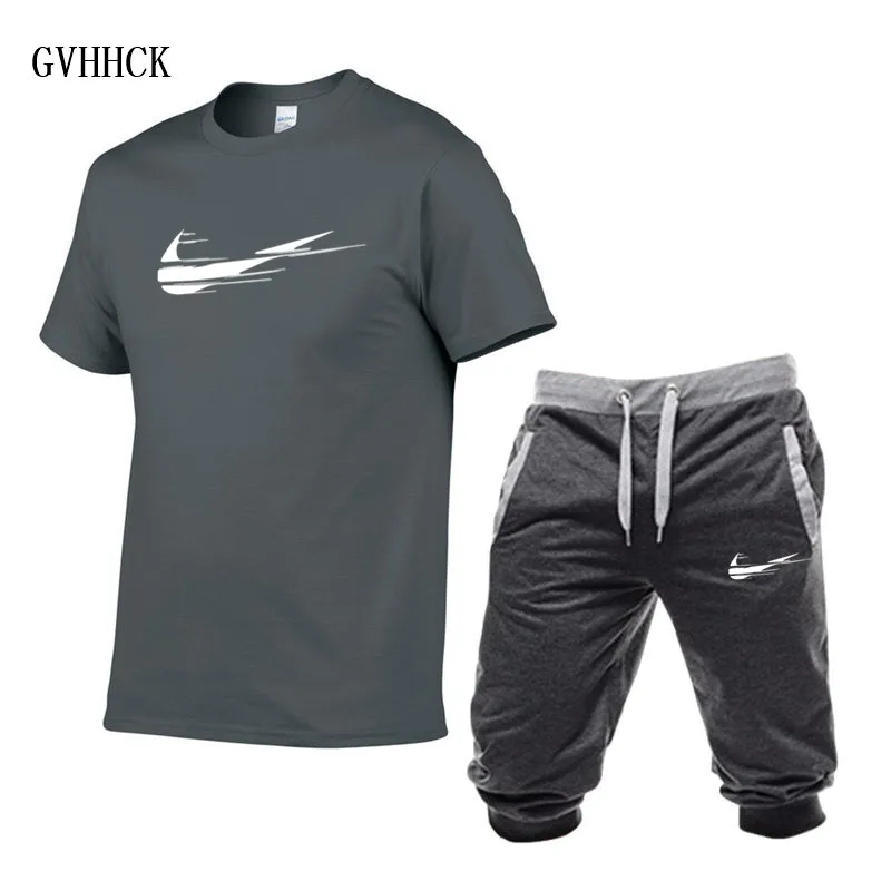 

Summer Hot Sale Men's Sets T Shirts+Shorts Two Pieces Sets Casual Tracksuit Male 2019 Casual Tshirt Gyms Fitness Shorts men