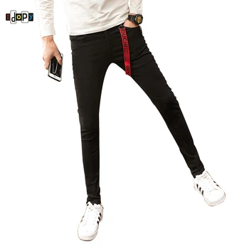 

Idopy Men`s Skinny Jeans Solid Korean Style Slim Fit Tapered Stretchy Elastic Comfy Street Style Pencil Pants For Youth