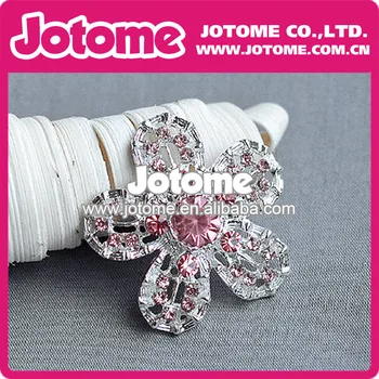 

5 Flowers Kite Shape Light Pink Stones Clear Crystal Silver Fashion New Style Rhinwstone Brooch for Upscale Places Decoration
