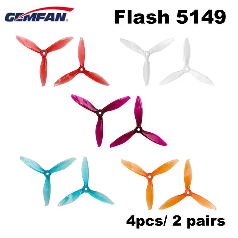 4 шт./2 пары Gemfan Flash 5149 5 дюймов tri blade 3 cw ccw пластиковый пропеллер совместимый с Т