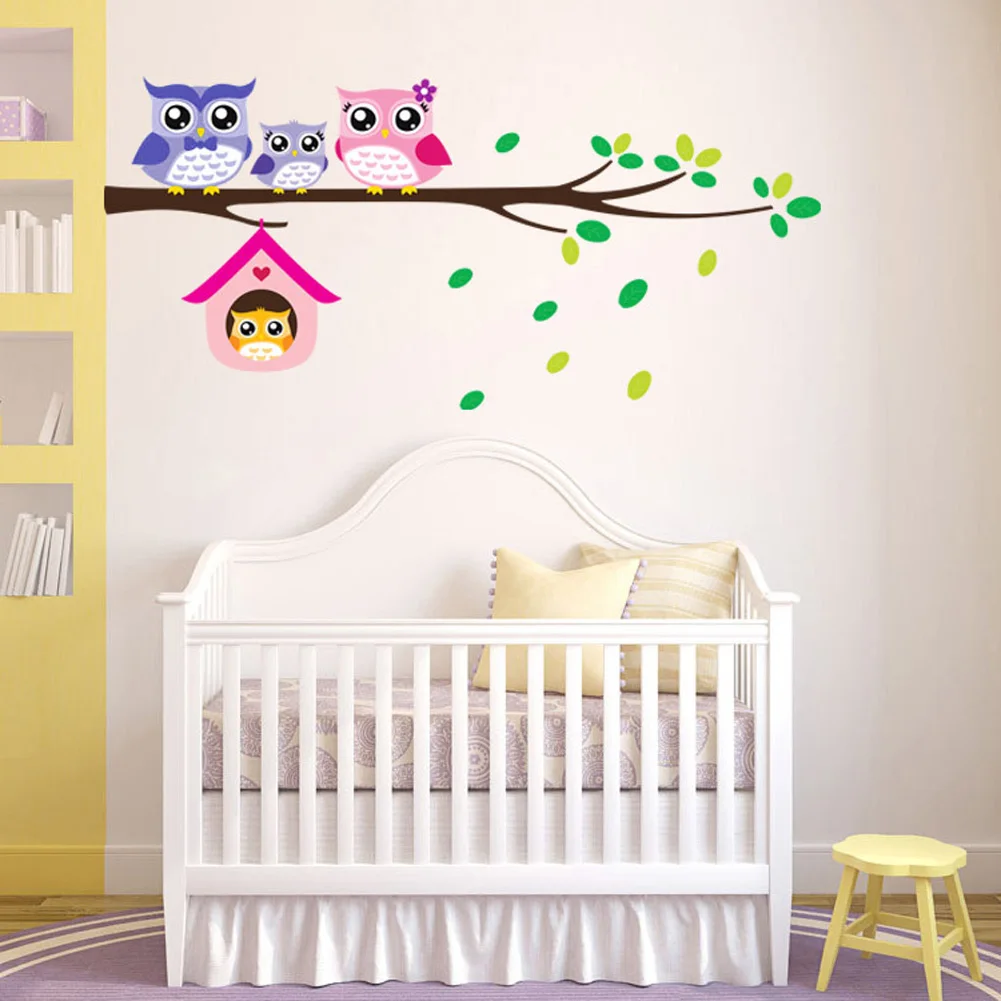 

600x200cm PVC Cartoon Tree Owl Animal Wall Stickers for Kids Bedroom Kindergarten Nursery Wall Stickers Art Wall Decals Paper