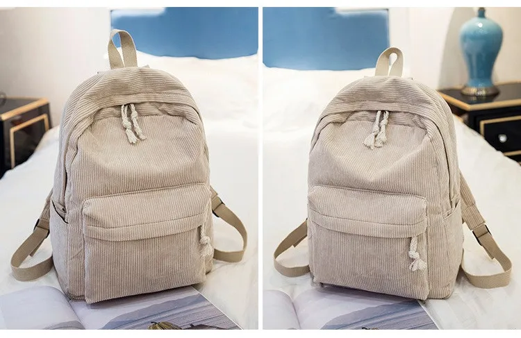Casual backpacks women big capacity School Bags For Girls Soft Corduroy Bookbags Female Travel Rucksacks laptop backpack (1)