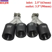 Inlet 2.5 “Saída 3.5” dual Inoxidável Akrapovic escape Ponta De Escape do carro da Fibra do Carbono Do Carro-car styling car ponta silenciador