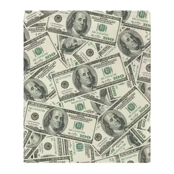 

100 Dollar Bill Money Pattern Soft Fleece Throw Blanket Soft Flannel Blanket to on for the sofa/Bed/Car Portable Plaids