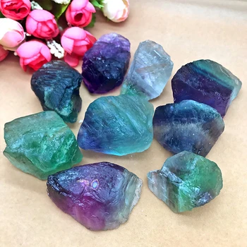 

Natural Fluorite Crystal Colorful Striped Fluorite 1.5-6.5CM Quartz Crystal Stone Point Healing Hexagonal Wand Treatment Stone