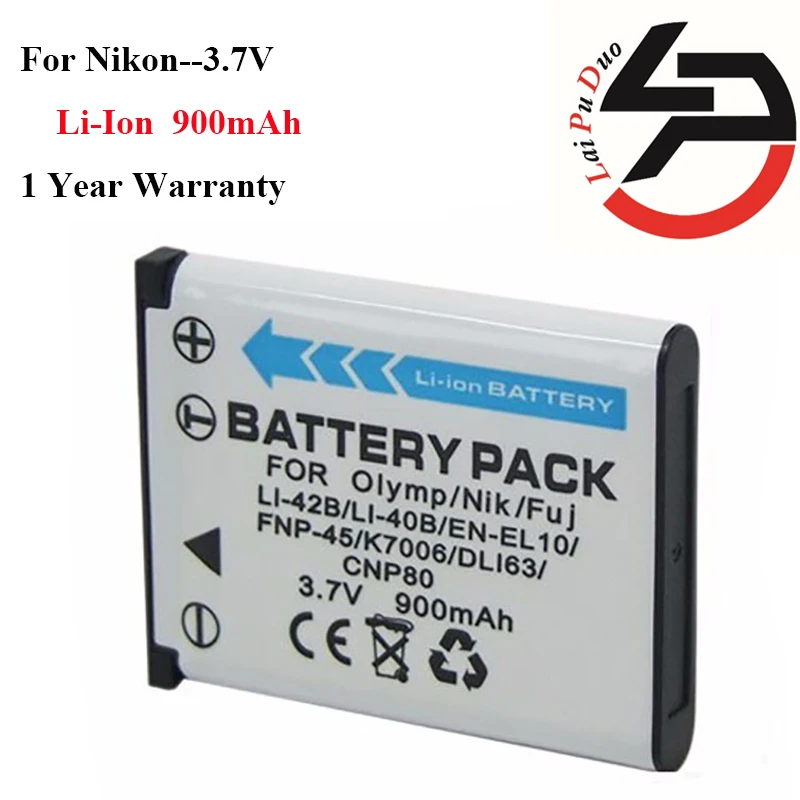 

High Quality 900mAh Brand New Replacement Battery For Nikon Li-40B LI-42B NP-45 EN-EL10 KLIC-7006 FE-150 J110W J120 J150W J20