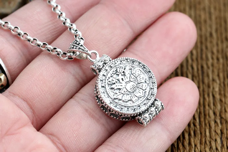 

S925 Silver Pendant gawu box can be opened for Scripture relic essential magic