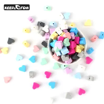

100pcs 14mm Heart Silicone Beads Baby Teething Beads Food Grade Silicone Beads Teethers DIY Pacifier Accessories Baby Products