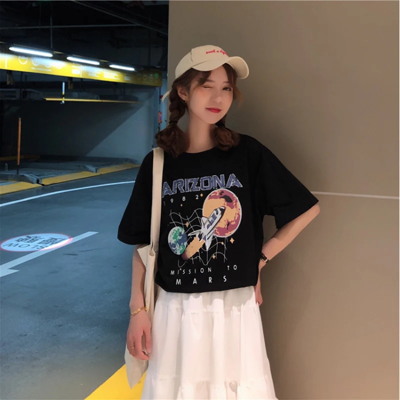 

NEW Arizona Space Black T Shirt Shattle Mission To Mars Tshirt Vintage Tee Female Tops