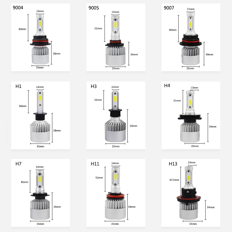 R8 бренд 2 предмета COB 72 W фары для 8000LM 6500 K 12 V H7 Turbo светодиодные фары H11 противотуманных фар H4 Авто H1 H3 H13 H27 880 9005 9006 9007 9012 5202