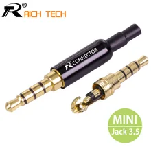 1 шт. Алюминий мини-джек 3,5 мм 4-полюсный автоматический позолоченный адаптер для наушников с хвостом штекерные зажимы кабельный зажим для DIY стерео гарнитура
